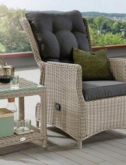 Destiny Gartenlounge-Set CASA MERANO, (4-tlg., 1x Sessel, 1x Beistelltisch, inkl. Auflagen), Aluminium, Polyrattan