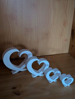 Keramik Herzen Set 4.Stück Deko weiß Hochzeit - Heideblick