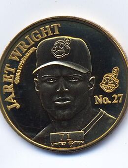 NIB 1999 JARET WRIGHT COA Enviromint Bronze "SAMPLE" Coin Cleveland Indians MLB - Ochsenfurt