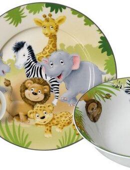Ritzenhoff & Breker Kindergeschirr-Set Afrikatiere (3-tlg), 1 Personen, Porzellan, in Geschenkverpackung