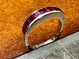 Antiker Weissgoldring 750er Gold mit 9 Blutroten Burma Rubinen in 50672