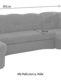 DOMO collection Wohnlandschaft Flores auch in Leder-Bezug, B/T/H: 293/180/86 cm, U-Form, 3 Teile, wahlweise mit Bettfunktion, wahlweise mit Federkern
