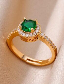 ☝️☝️☝️ Ring, Edelstahl Gold, Saphir Zirkonia + andere Farben Zirkonia, verstellbar, NEU ⭐⭐⭐⭐⭐ - Gersthofen