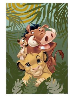 Komar Bild Lion King Carefree Trio, Disney (1 St), Wandbild zur Dekoration im Kinderzimmer - ohne Rahmen