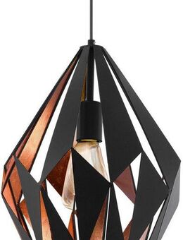 EGLO Pendelleuchte CARLTON 1 Hängeleuchte, schwarz kupfer, Stahl, exkl. Leuchtmittel, ohne Leuchtmittel, Vintage Pendellampe, 1 flammig, Drahtgeflecht, Industrial, 110x31cm