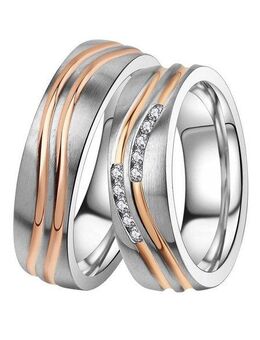 DOOSTI Trauring Schmuck Geschenk Edelstahl Trauring Ehering Partnerring LIEBE, Made in Germany, wahlweise mit oder ohne Zirkonia