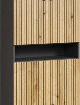 welltime Hochschrank Amrum (1-St) Breite 40cm, geräumiger Hochschrank Eiche Rillenoptik Badschrank