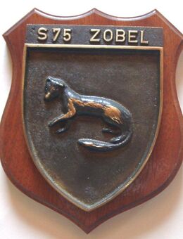 ⭕ Schnellboot S75-Zobel Messing-Wappen auf Holz - Dassel