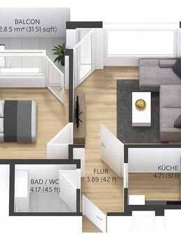 Moderne 2-Zimmer-Wohnung im Erdgeschoss mit Balkon und Garttenanteil - Leinfelden-Echterdingen