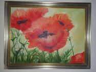 Original Ölgemälde Mohnblumen Blumen Stillleben Ölbild Bergdorf signiert mit Rahmen TOP! - München