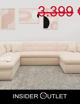 Wohnlandschaft 353cm Cord Beige Schlaffunktion U-Form Moric Bettf - Köln