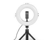 Hama Ringlicht LED Ringleuchte mit Stativ für Handy, Webcam, Mikrofon, Videokonferenz