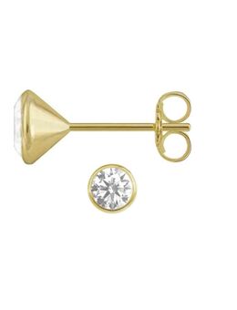 1 Paar Kelch-Ohrstecker mit weißen Zirkonia CZ, Silber 925/-, goldplattiert - Essen