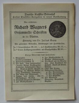 Verlagswerbung für Wagners „Gesammelte Schriften“ (1914) - Münster