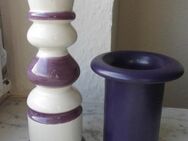 2 Leuchter Keramik Kerzenständer Teelichthalter lila Vase Deko zus. 3,- - Flensburg
