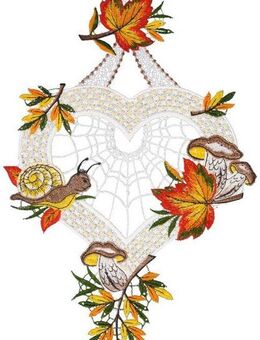 W. Reuter & Sohn - Plauener Spitze® Fensterbild Fensterbild "Herbstliebe" farbig