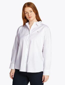 Tommy Hilfiger Curve Hemdbluse CRV ESS POPLIN REGULAR SHIRT in Großen Größen, Popeline Qualität, Logostickerei