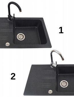 Granitspüle Mischbatterie Siphon Schwarz XXL Set - Wuppertal