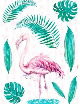 Komar Wandtattoo Flamingo - Größe 50 x 70 cm (9 St), selbstklebend, Wandsticker