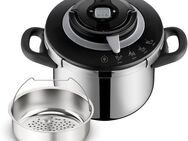 Tefal Schnellkochtopf Clipso+ CHEF, 6 Liter Dampfkochtopf, Edelstahl, 4 Kochprogramme, 6 Sicherheitsstufen, abnehmbarer Timer
