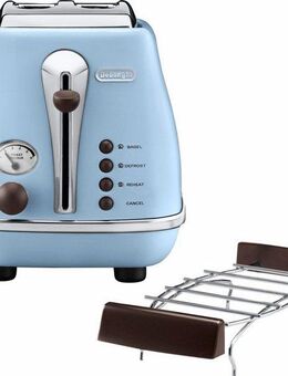 De'Longhi Toaster Incona Vintage »CTOV 2103.AZ«, 2 kurze Schlitze, 900 W, im Retro Look, azur