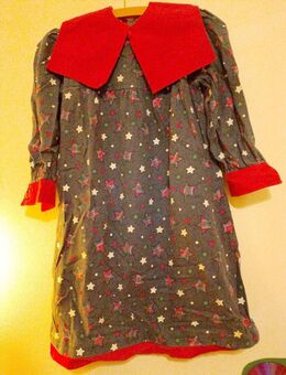 Kleid mit Sternen, weicher Stoff, abnehmbarer Kragen, weihnachtlich, Baumwolle, handgenäht, 3-9 Jahre, Advent, Geschenk, x-mas, Tunika, Oberteil, selbstgemacht, diy - Koblenz