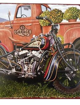 Schönes Blechschild Motorrad Indian & Auto Biker 33x25 cm - Berlin