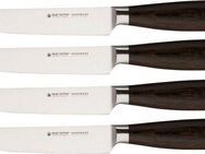 Felix Solingen Steakmesser (4 Stück), Chrom-Molybdän-Vanadium-Stahl, Griff aus geräucherter Eiche