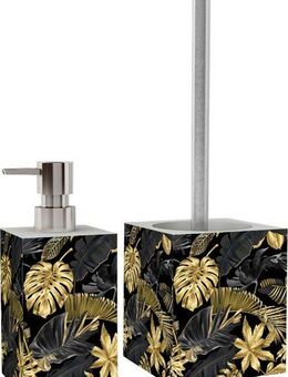 Sanilo Badaccessoire-Set Golden Leaves, Kombi-Set, 2 tlg., modernes Design, kräftige farben, hochwertiges Material
