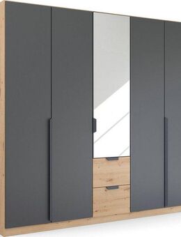 rauch Drehtürenschrank Dark&Wood by Quadra Spin im Industrial Style mit Schubkästen in Eiche Dekor, mit Spiegel