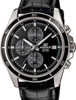 CASIO EDIFICE Chronograph EFR-526L-1AVUEF, Quarzuhr, Armbanduhr, Herrenuhr, Stoppfunktion, Datum, Lederarmband