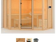 Karibu Sauna Astrid 2, BxTxH: 231 x 231 x 198 cm, 68 mm, (Set) 9-kW-Ofen mit externer Steuerung