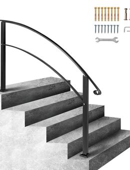 Schmiedeeisen Treppenhandlauf – Schwarze Metallkonstruktion passend für 5 Stufen - Wuppertal