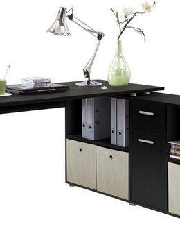 FMD Eckschreibtisch Lex, Schreibtisch / Sideboard, variabel montierbar, Breite 136 / 205 cm, Made in Germany