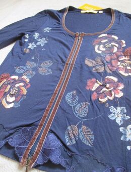NEU * Blumen * Blüten * Flower * Glitzer Perlen Stickerei * Spitzen * Samt * Longsleeve T- Shirt * Jäckchen * Cardigan "BIBA by ESCADA" Gr. 36- 38/ S * blau * braun * - Riedlingen