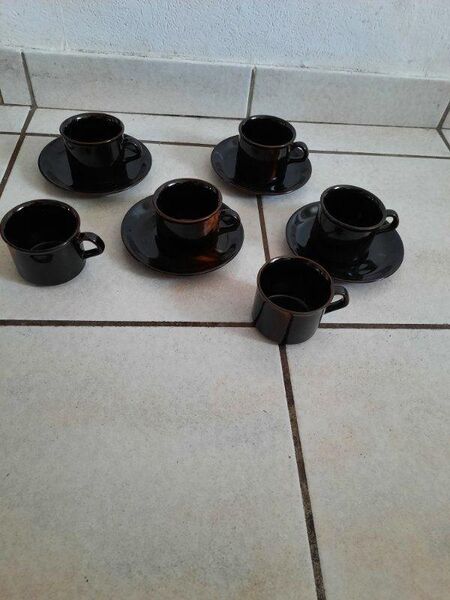 Kaffee Service 10 teilig schwarz Porzellan - Essen