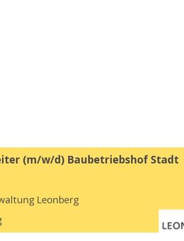 Sachbearbeiter (m/w/d) Baubetriebshof Stadt Leonberg - Leonberg (Baden-Württemberg)