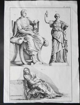 Kupferstich von Antonio Baratti. Darstellung von drei römischen Gestalten, um 1763 - Königsbach-Stein