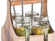 Zeller Present Gläser-Set, Glas, Holz, Metall, in praktischer Holzkiste zum Tragen
