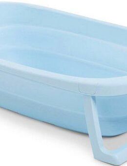 Hauck Babybadewanne Wash N Fold M, Light Blue, Faltbadewanne mit Wassertemperaturmessung am Ablaufstopfen
