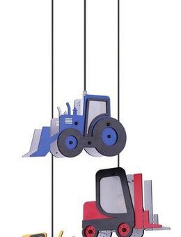 GLOBO LIGHTING Pendelleuchte TOOLIES, ohne Leuchtmittel, Kinderlampe, Kinderleuchte, Kinderzimmer, Baufahrzeuge, Hängelampe