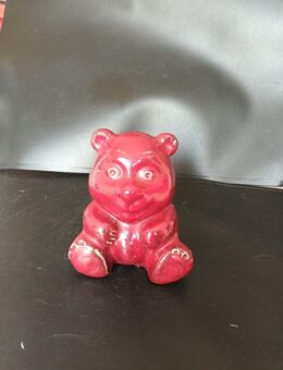 Teddybär Deko Porzellan. 14cm hoch ca. 9cm breit ca. 9cm lang - rot - Essen