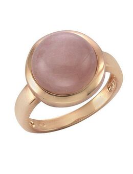 Zeeme Fingerring 925 Sterling Silber rosé-vergoldet mit echtem Rosenquarz 12mm