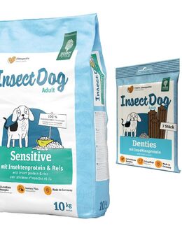 Kombi-Paket: 10 kg Green Petfood + 3 x 180 g InsectDog Denties - 10 kg Veggie Dog grainfree + 3 x 180 g Denties