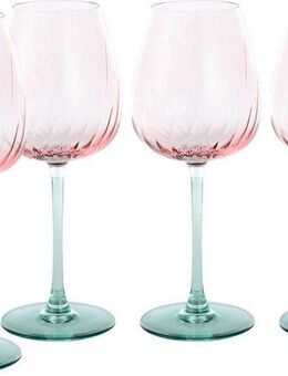 CreaTable Weinglas Swirly Spring, Weingläser-Set, 4-tlg., Glas, Rillen Relief, Modern, Sommerlich, Leicht