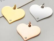 💖 Personalisiertes Herz Edelstahl mit Zirkon, freie Gravur inklusive Halskette - Uetersen
