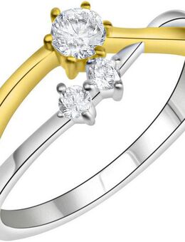 Firetti Silberring Schmuck Geschenk Silber 925 Fingerring Ring bicolor, mit Zirkonia (synth)