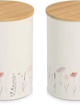 Zeller Present Vorratsdose "Flowers", 2-tlg., Bambus, Metall, (Set, 2-tlg), luftdicht, pflegeleicht, 1200 ml
