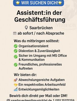 Sekretär:in (m/w/d) gesucht – Organisationstalent mit Überblick - Saarbrücken