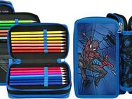 Scooli Federmäppchen Tripledecker, Spider-Man, befüllt, inklusive Geodreieck